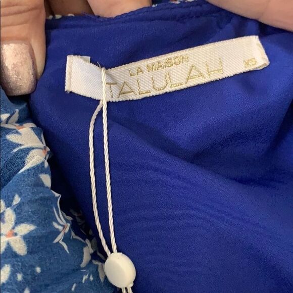 NWT La Madison Talulah Mediterranean Minx Midi Blue Margarita Floral Dress Sz XS - Picture 6 of 7